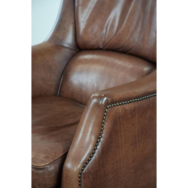 Cognac Brown Cowhide Armchair For Sale - Image 10 of 15