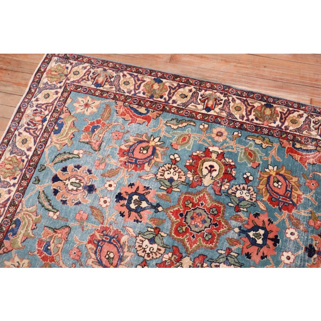 Pair of Teal Persian Tabriz Rugs rug no. j3704 For Sale - Image 18 of 18