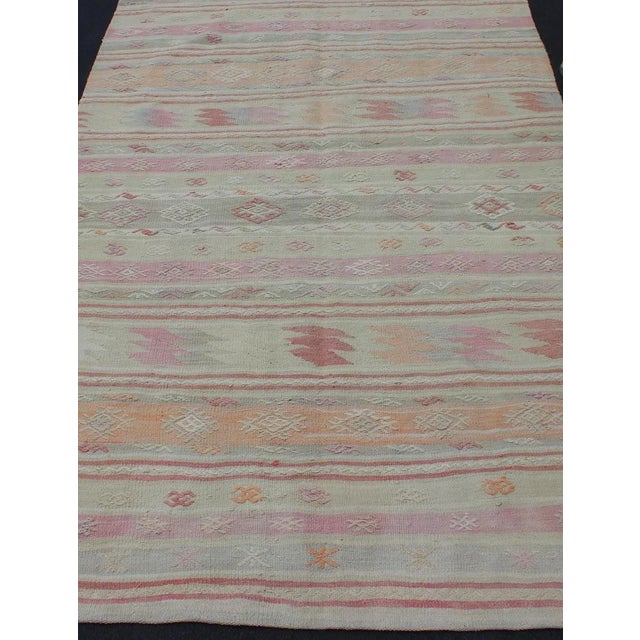 Mid 20th Century Turkish Vintage Kilim With Assorted Stripe Design in a Variety of Soft Colors For Sale - Image 5 of 12