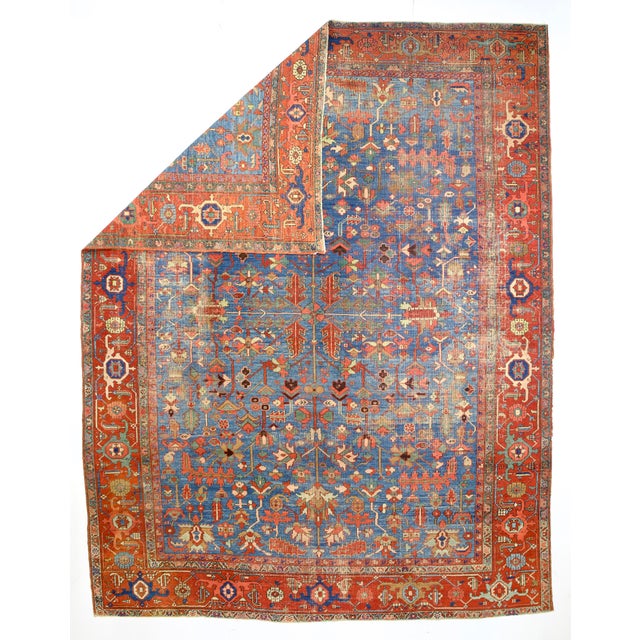Antique Persian Heriz Serapi Rug 9’6” x 12’4”. The numerous rugs of the famous NW Persian weaving district, from small...