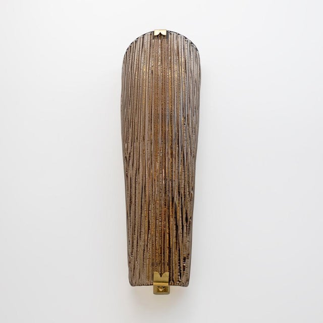 2000 - 2009 Modern Amber Murano Glass and Brass Sconces, 2000, Set of 2 For Sale - Image 5 of 12