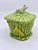 Vintage midcentury green bamboo ceramic jar with frog lid. White and green frog. Great for the bathroom or just a small...