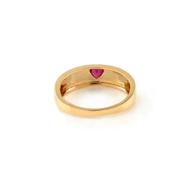 Metal 18k Solid Gold Natural Heart Cut Ruby Signet Ring Size 7 Gift for Her For Sale - Image 7 of 14
