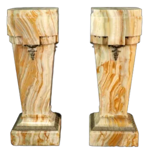 Pair of French Transitional Louis XVI to Art Deco Style Green Onyx Pedestals