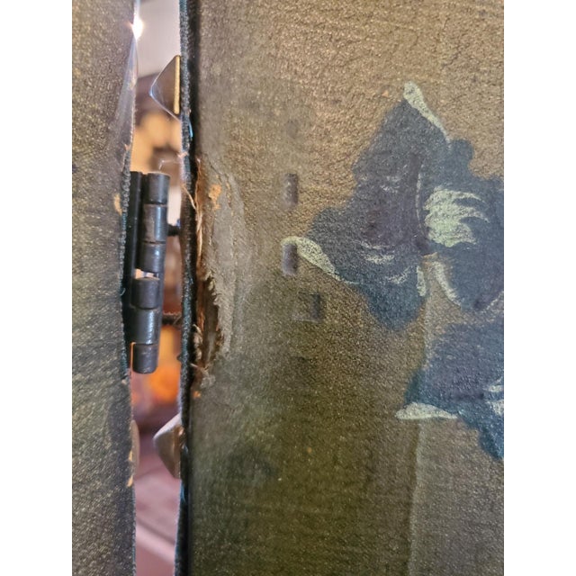 1940s Painted Floral Green Folding Screen For Sale - Image 18 of 18