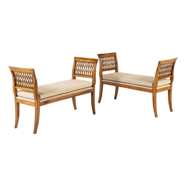 19th Century French Walnut Window Seats, Set of 2 For Sale