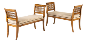 19th Century French Walnut Window Seats, Set of 2