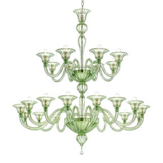 Contemporary Monumental Murano Glass Chandelier With Rigadin Detailing For Sale