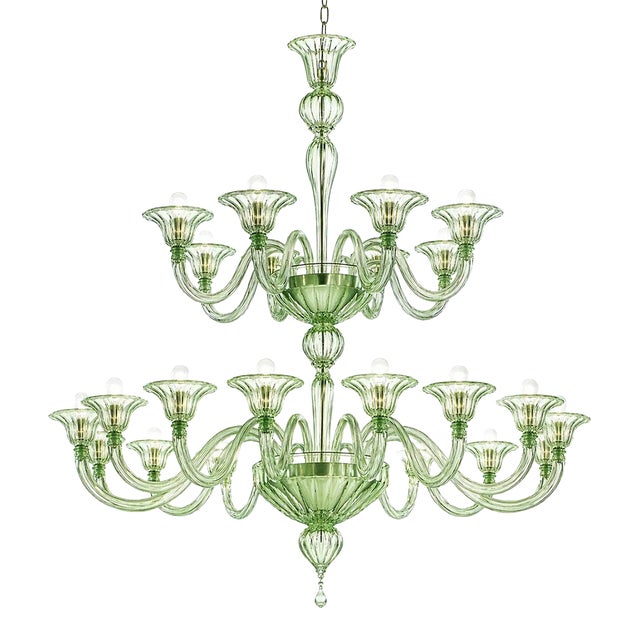 Contemporary Monumental Murano Glass Chandelier With Rigadin Detailing For Sale