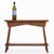 Executed in solid oak, the table features a thick rectangular top raised on boldly shaped trestle-form supports joined by...