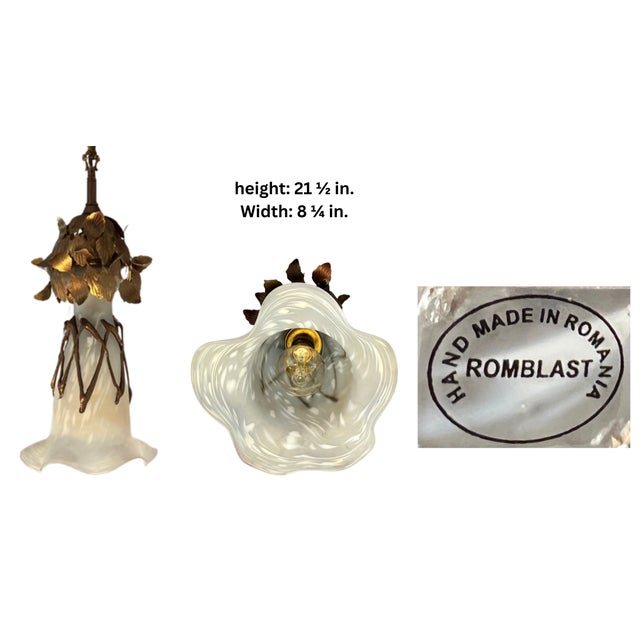 Vintage Filip Ravert Romblast White Frosted Romblast Shade Tole Pendant Light For Sale - Image 18 of 18