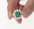 Green 4.42 Carat Tw Colombian Emerald With Round & Emerald Cut Diamond Halo 18k Ring Size 7 For Sale - Image 8 of 12
