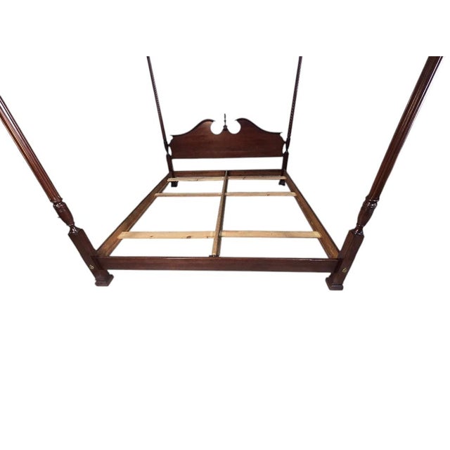 Brown Vintage Chippendale Style King Four Poster Bed in Mahogany Finish For Sale - Image 8 of 10