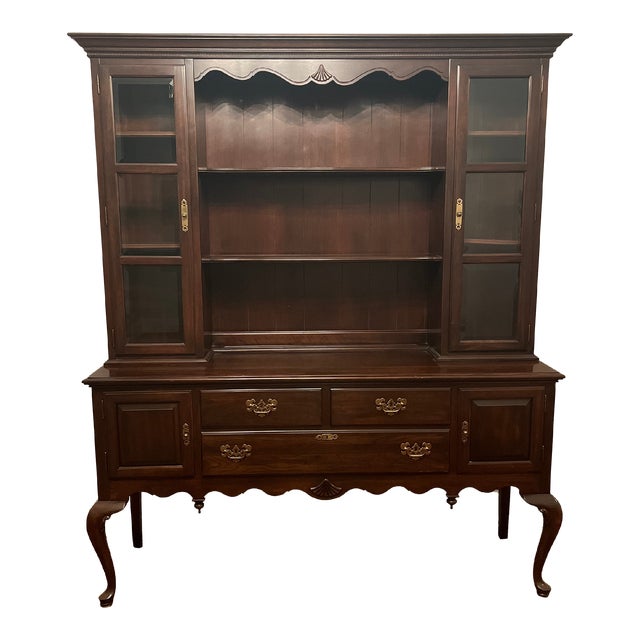 1980s Ethan Allen Queen Anne China With Hutch Chairish