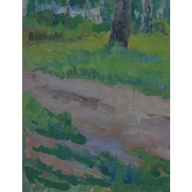 1940s Impressionism Birch Tree Oil Painting, Ukrainian Art (1949) 44-34 For Sale - Image 5 of 6