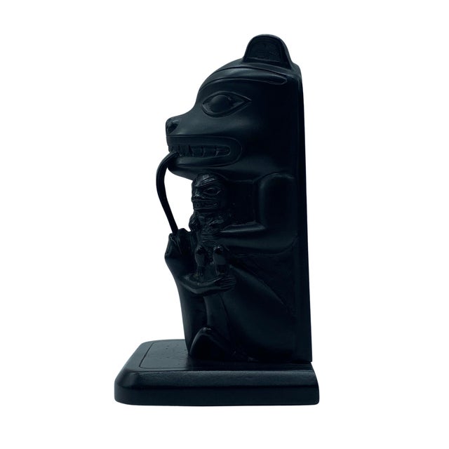 Vintage Boma Hand-Carved Black Totem Pole Sculpture For Sale - Image 4 of 6