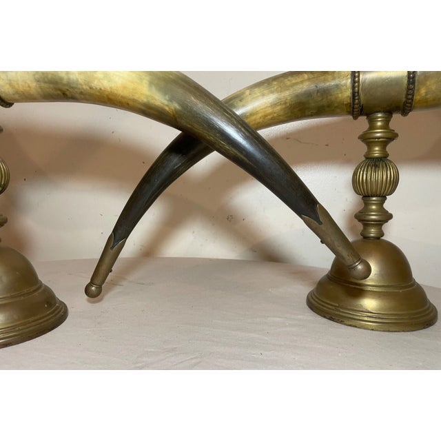 Huge Pair of Antique Bronze Mounted Read Horn Cornucopia Decor Statues Garniture For Sale - Image 9 of 16