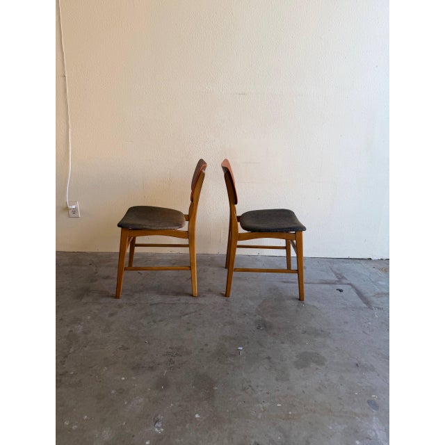 Gray Set of 2 Teak Dining Chairs by Ib Kofod-Larsen for Christensen & Larsen - Danish Modern 1960s For Sale - Image 8 of 10
