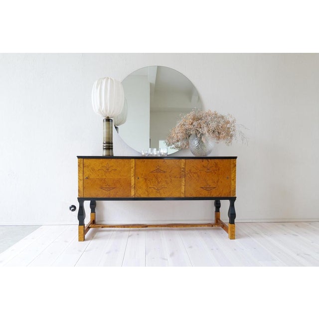 Wonderful swedish grace art deco / sideboard, buffet, storage unit named 'haga' by carl malmsten. The sideboard sits on an...