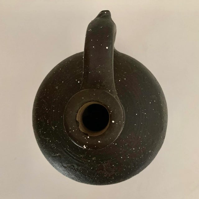 1920s Rustic Antique Farmhouse Black Ceramic European Water / Wine Pitcher -Cca 1920's For Sale - Image 5 of 7