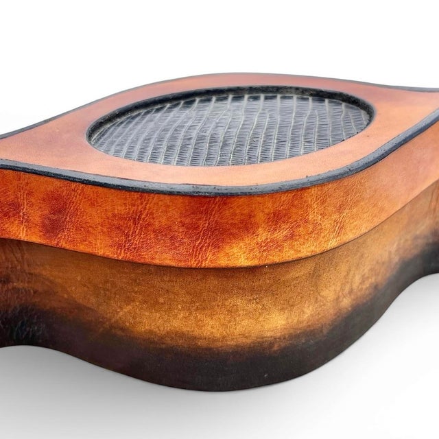 Vintage Leather Craftsman Lidded Container For Sale In Chicago - Image 6 of 8