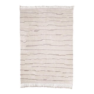 Minimalist Linear Hand-Knotted Moroccan Wool Rug | 12'0" X 8'4" | One of a Kind For Sale