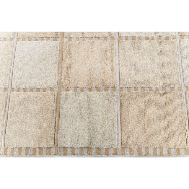 Textile "Carre" Modern Grid Beige And Pale Sand Oversized Rug by Doris Leslie Blau For Sale - Image 7 of 9