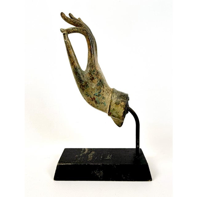 Antique Thai Hand-Mounted Bronze Buddhas on Base, 1900s, Set of 2 For Sale - Image 15 of 18
