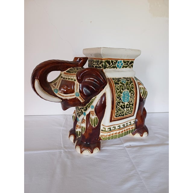 Large Ceramic Elephant Garden Stool or Plant Stand, 1960s For Sale - Image 6 of 6