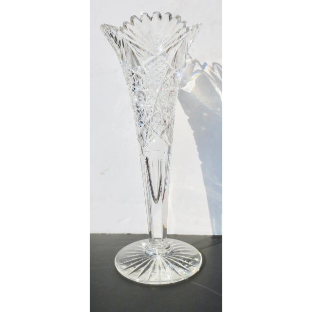 16” Trumpet Vase American Brilliant Cut Crystal Circa 1890s For Sale - Image 4 of 6