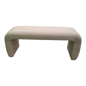 Vintage Upholstered Pale Gold Waterfall Bench