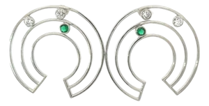 A Pair of C-Shape Spiral Zirconia Earrings in 925 Sterling Silver by Carat&her