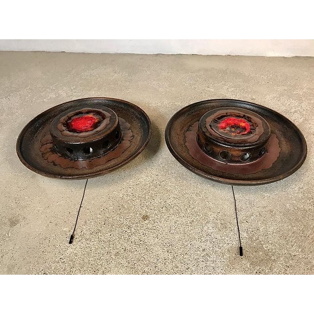 Ceramic Large Scandinavian Ceramic Wall Lights, 1960s, Set of 2 For Sale - Image 7 of 18