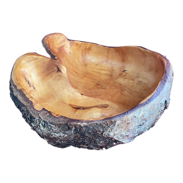 Vintage Handcrafted Roy Carlson Vintage Artisan Birch Wood Burl Bowl Sleetmute Alaska For Sale