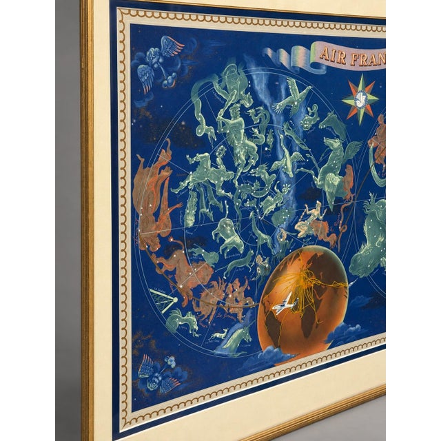 1950s Lucien Boucher Air France Zodiac Planisphere Lithograph, France, 1951 For Sale - Image 5 of 11