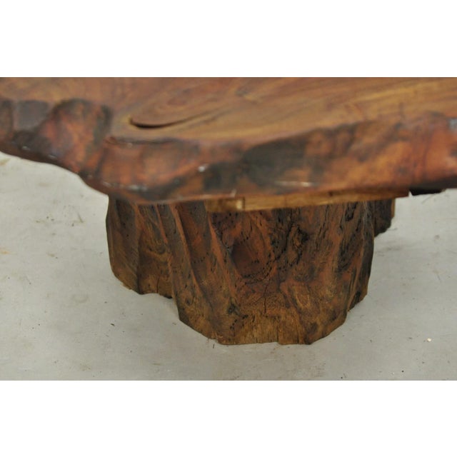 Wood Vintage Mid Century Modern Live Edge 2 Tier Walnut Plant Stand Side Table For Sale - Image 7 of 16