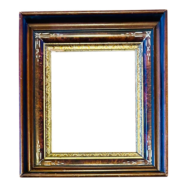 Antique Victorian Ornate Walnut Shadow Box Frame for Picture 10 X 12” For Sale