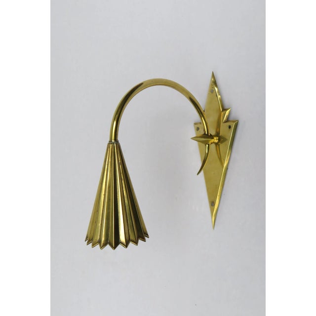 Vintage Art Nouveau Brass Wall Applique For Sale - Image 6 of 16