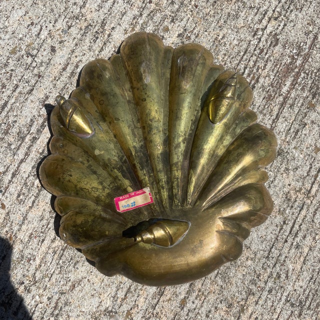 Footed Brass Shell Catchall For Sale - Image 4 of 5