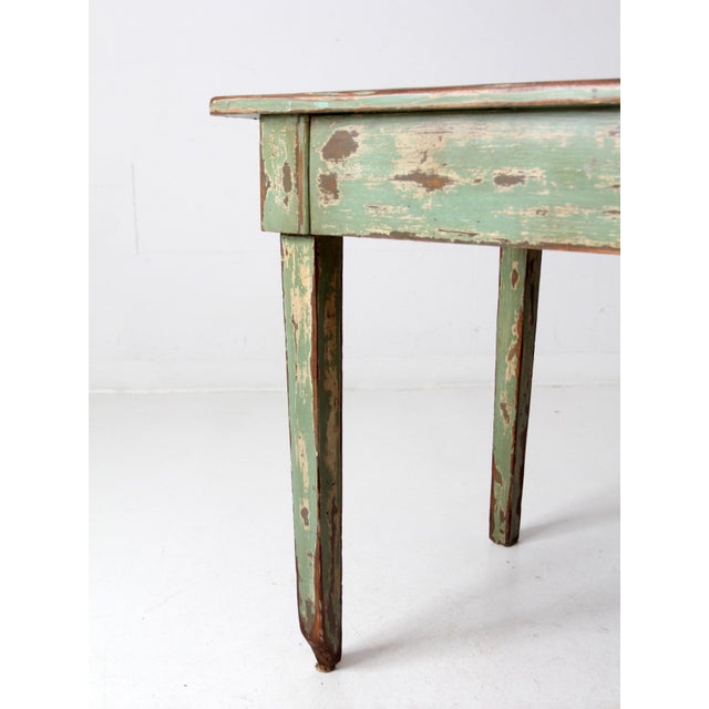 Farmhouse Antique American Painted Primitive Table For Sale - Image 3 of 12