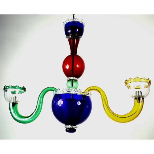 Gio Ponti Large Italian Multicolored Murano Glass Chandelier For Sale - Image 4 of 5