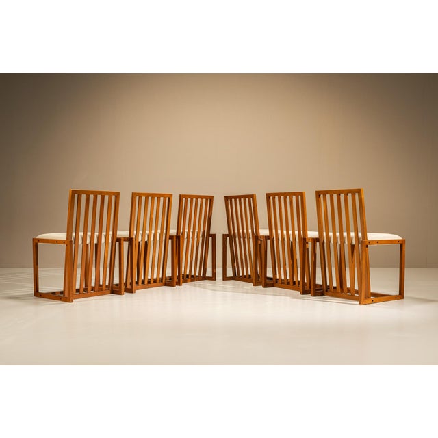 Vintage Italian Architectural Dining Chairs in Cherrywood, Italy, 1970s, Set of 6 For Sale - Image 6 of 13