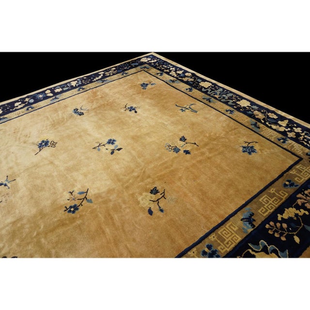 1920s Beige Floral Deco Classic Antique Chinese Peking Carpet 8'10'' X 14' Rug For Sale In New York - Image 6 of 9