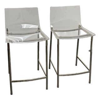 Mermelada Estudio for Cb2 Chiaro Clear Acrylic Counter Stools, Pair For Sale