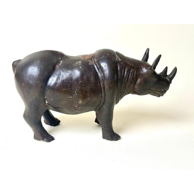 Gold Handcrafted Bronze Rhinoceros Sculpture, 1960s For Sale - Image 8 of 15