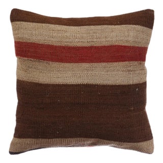 Brown & Orange Kilim Pillow Cover For Sale