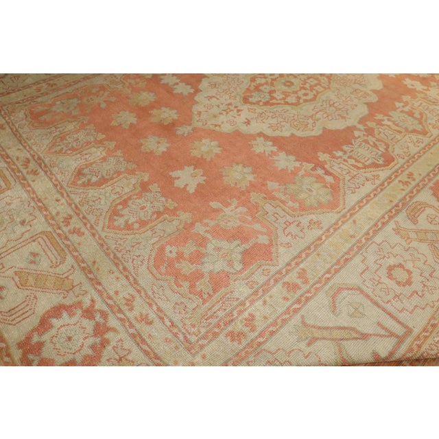 Textile Orange Ivory Antique Turkish Oushak - 11' x 14'4" For Sale - Image 7 of 9