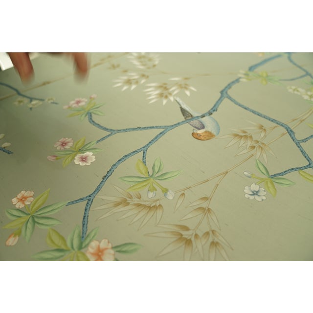 Textile De Gournay Hand-Painted, Hand-Embroidered Custom Wallpaper Mural For Sale - Image 7 of 8