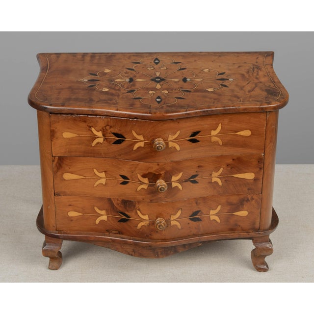 French Country French Louis XV Miniature Commode, Solid Cherry With Inlay, Circa 1900 For Sale - Image 3 of 9