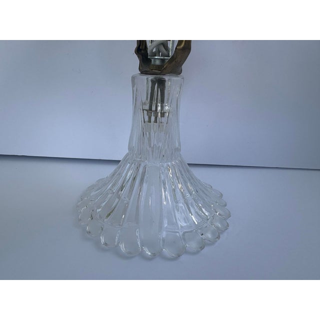 Late 20th Century Vintage Yugoslavian 24% Lead Crystal Floral Boudoir Table Lamp For Sale - Image 5 of 12